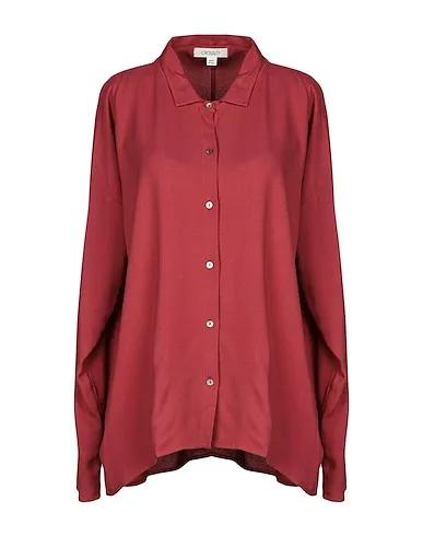 Brick red Crêpe Solid color shirts & blouses