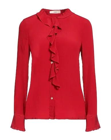Brick red Crêpe Solid color shirts & blouses