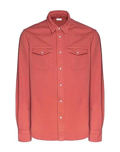 Brick red Gabardine Solid color shirt
