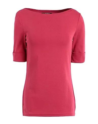 Brick red Jersey Basic T-shirt COTTON BOATNECK TOP