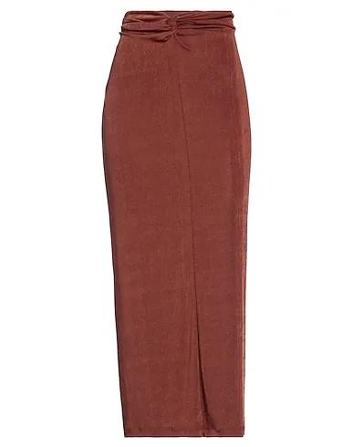 Brick red Jersey Maxi Skirts