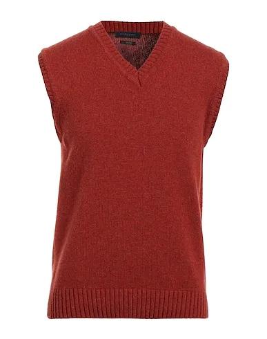 Brick red Knitted Sleeveless sweater