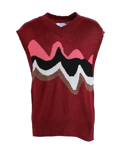 Brick red Knitted Sleeveless sweater