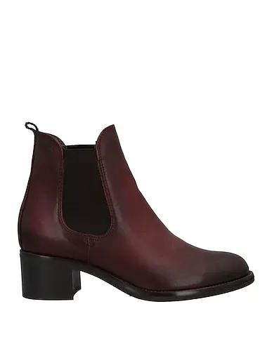 Brick red Leather Ankle boot