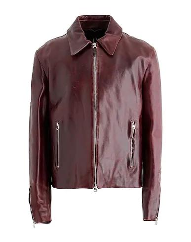 Brick red Leather Biker jacket