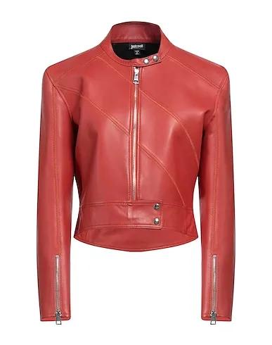 Brick red Leather Biker jacket