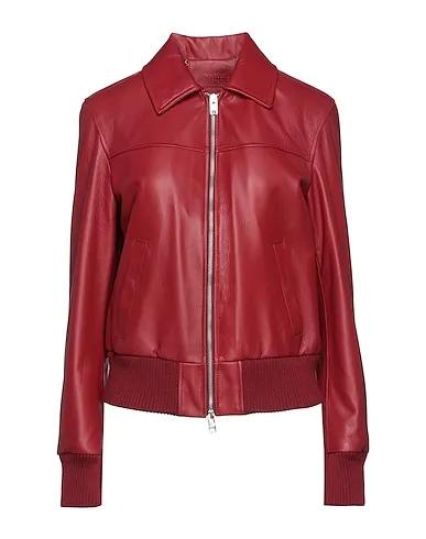 Brick red Leather Bomber