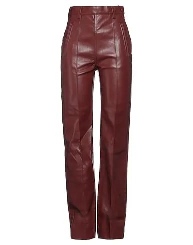 Brick red Leather Casual pants