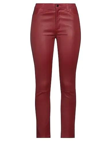Brick red Leather Casual pants