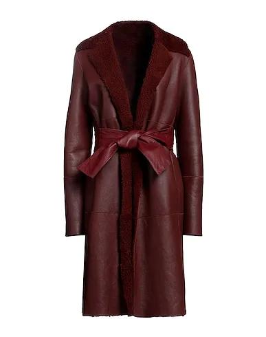 Brick red Leather Coat