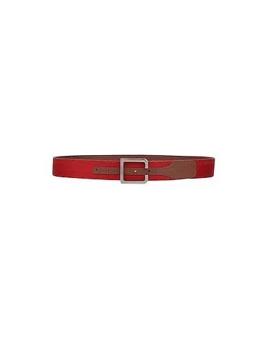 Brick red Leather Fabric belt
