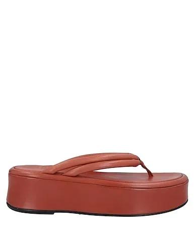 Brick red Leather Flip flops