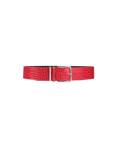 Brick red Leather High-waist belt