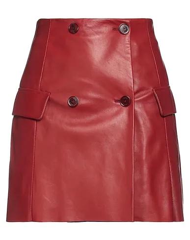 Brick red Leather Mini skirt