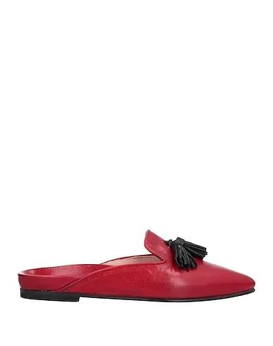 Brick red Leather Mules and clogs