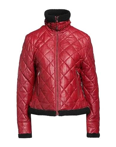 Brick red Leather Shell  jacket