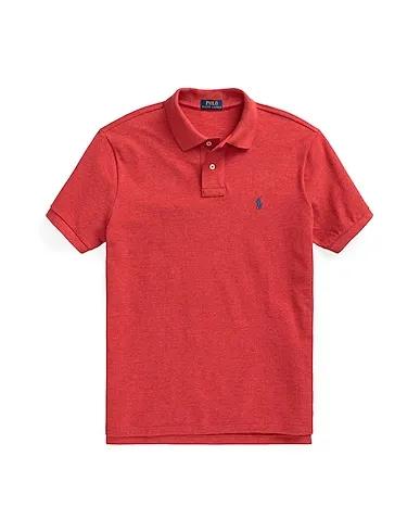 Brick red Piqué Polo shirt CUSTOM SLIM FIT MESH POLO SHIRT