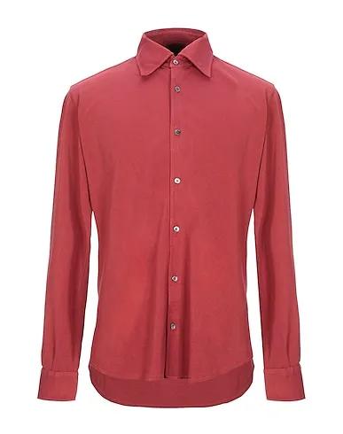 Brick red Piqué Solid color shirt