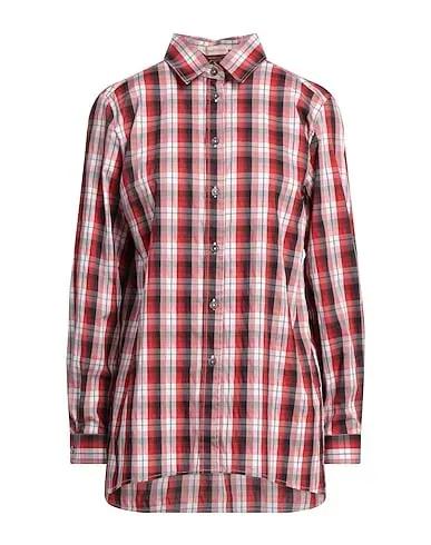 Brick red Plain weave Checked shirt