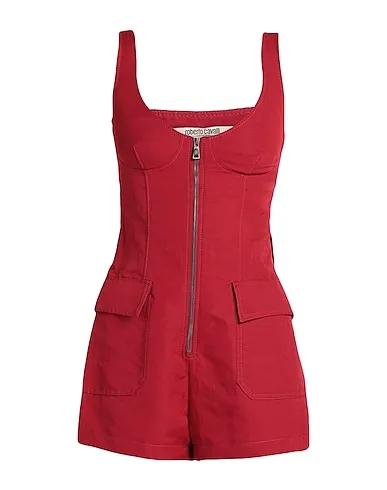 Brick red Plain weave Jumpsuit/one piece