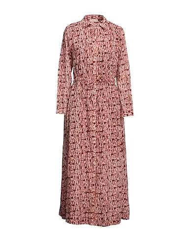 Brick red Plain weave Long dress