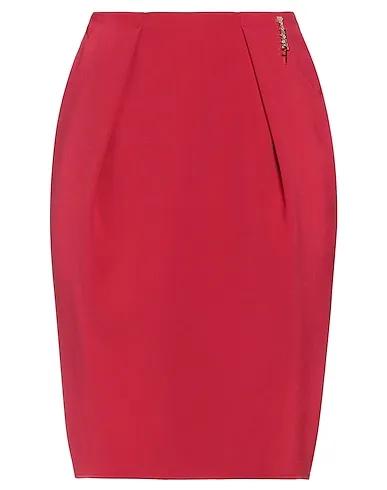 Brick red Plain weave Midi skirt