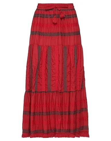 Brick red Plain weave Midi skirt