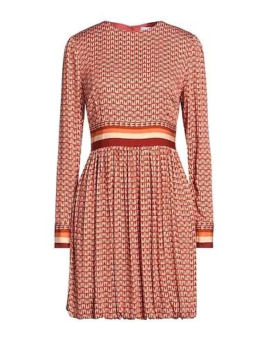 Brick red Plain weave Short dress