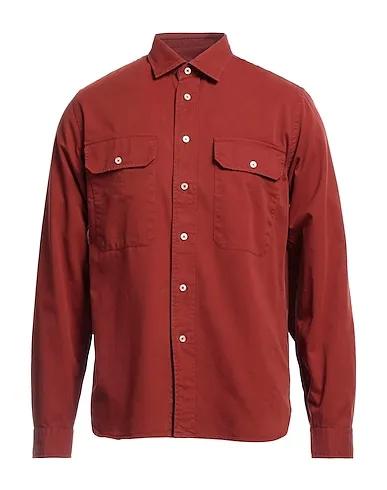 Brick red Plain weave Solid color shirt