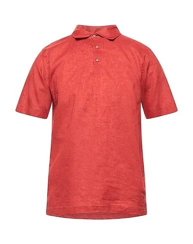 Brick red Plain weave Solid color shirt