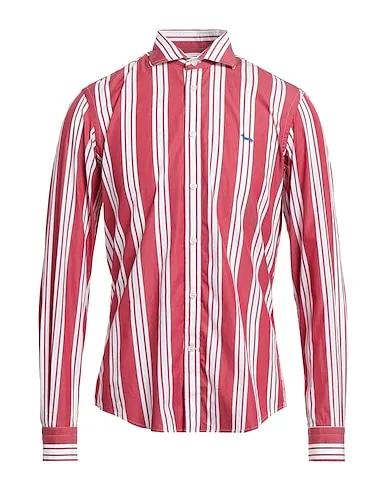 Brick red Plain weave Striped shirt