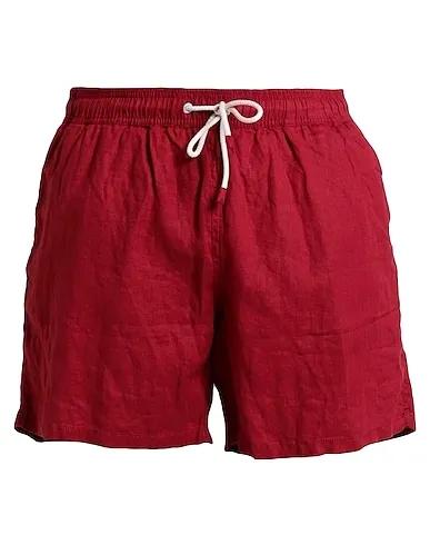 Brick red Plain weave Swim shorts