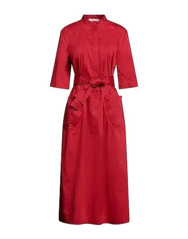 Brick red Poplin Midi dress