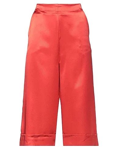 Brick red Satin Cropped pants & culottes