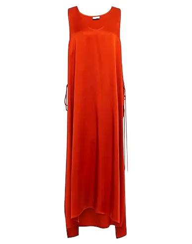 Brick red Satin Midi dress