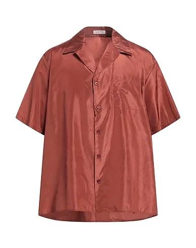 Brick red Satin Solid color shirt