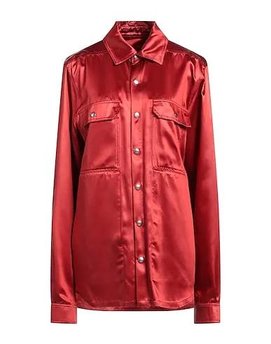 Brick red Satin Solid color shirts & blouses