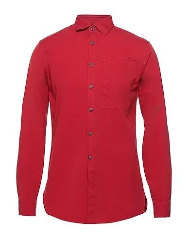 Brick red Silk shantung Solid color shirt