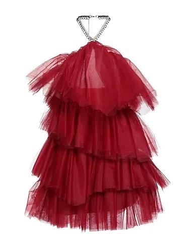 Brick red Tulle Midi dress