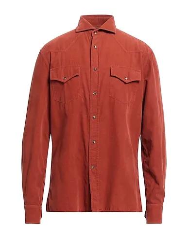 Brick red Velvet Solid color shirt