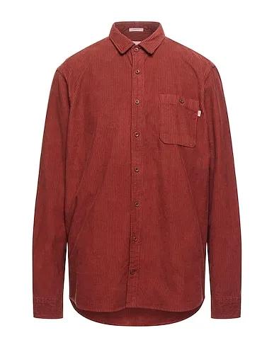 Brick red Velvet Solid color shirt
