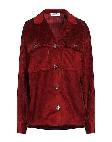 Brick red Velvet Solid color shirts & blouses