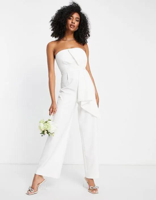 Bridal bandeau structured jumpsuit in ivory