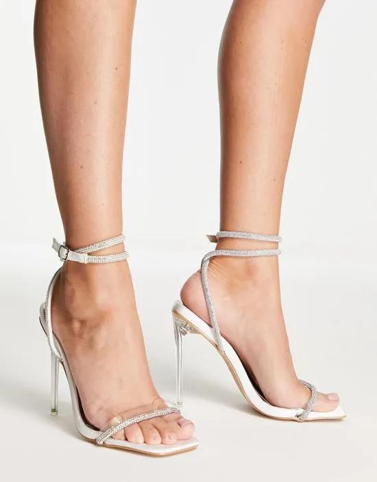 Bridal Emberly clear heeled sandals with crystal detail