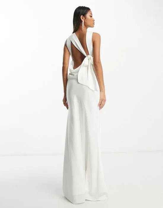 Bridal exclusive high neck backless maxi dress in ivory