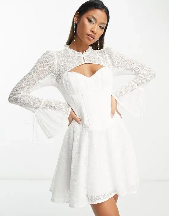 Bridal exclusive lace corset mini dress in ivory
