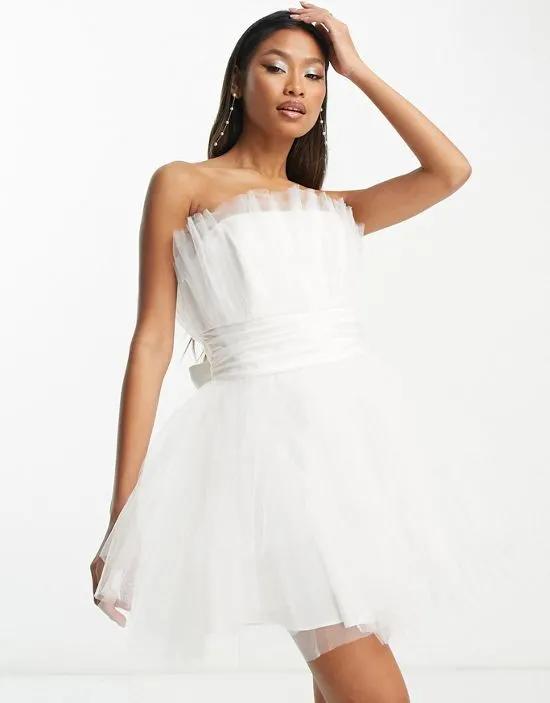 Bridal exclusive structured tulle mini dress in ivory