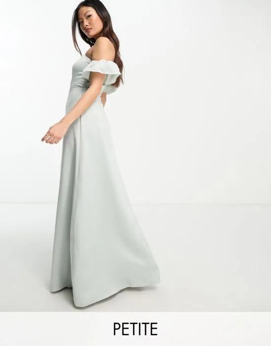 Bridesmaid bardot maxi dress in Pale Gray