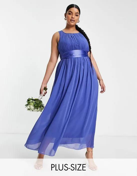 Bridesmaid chiffon maxi dress in blue