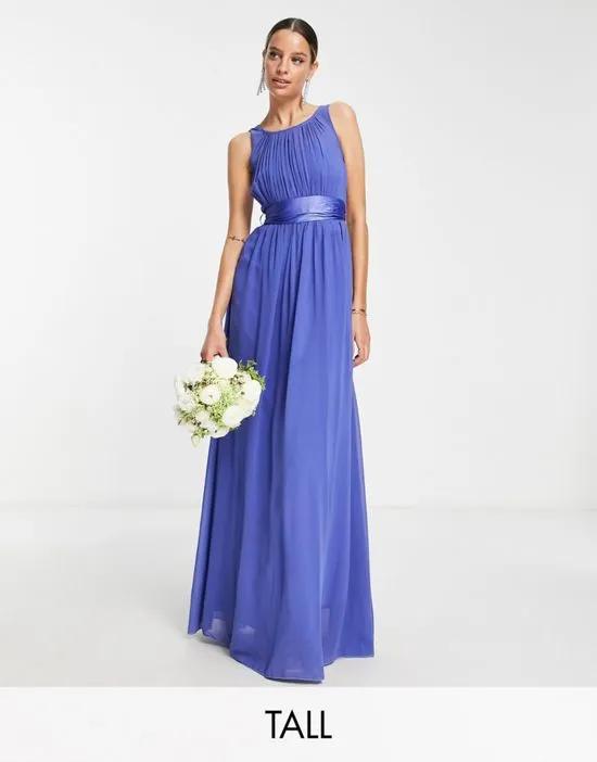 Bridesmaid chiffon maxi dress in blue